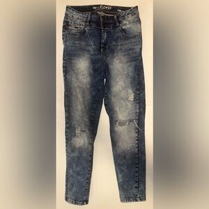 Wallflower The Sassy High Rise Distressed Blue Jeans Stretch Women's Juniors 9